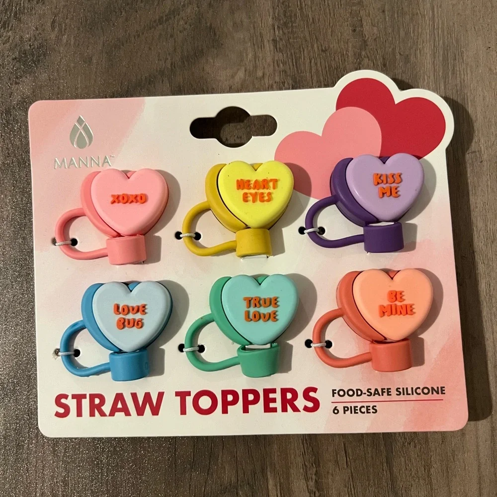 Manna Valentine’sDay Candy Heart Straw Toppers - Multicolor Set